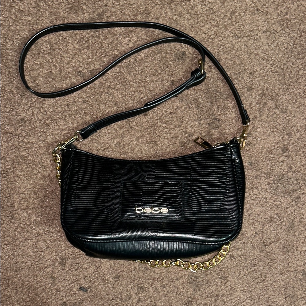 Bebe Fabiola Black Crossbody Bag with Gold Accents in Great Condition - Picture 5 of 5
